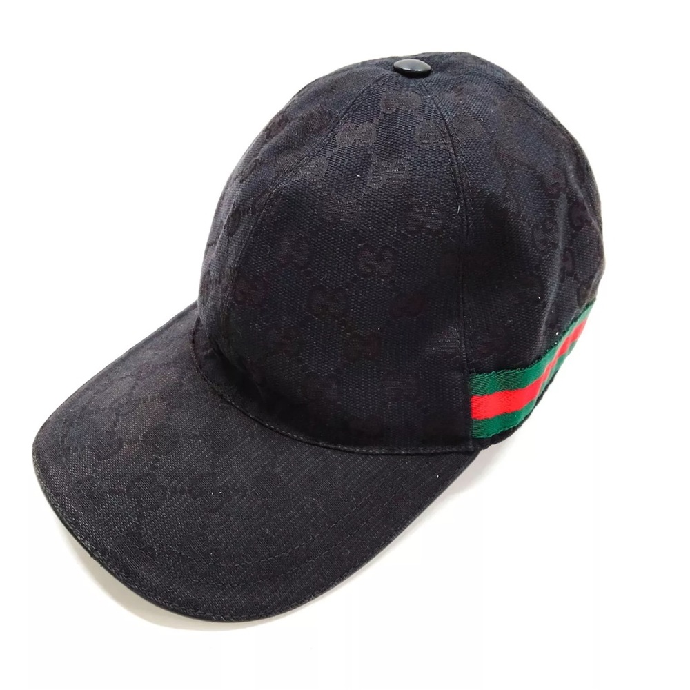 Authentic Gucci GG Cap Black Canvas Preowned
